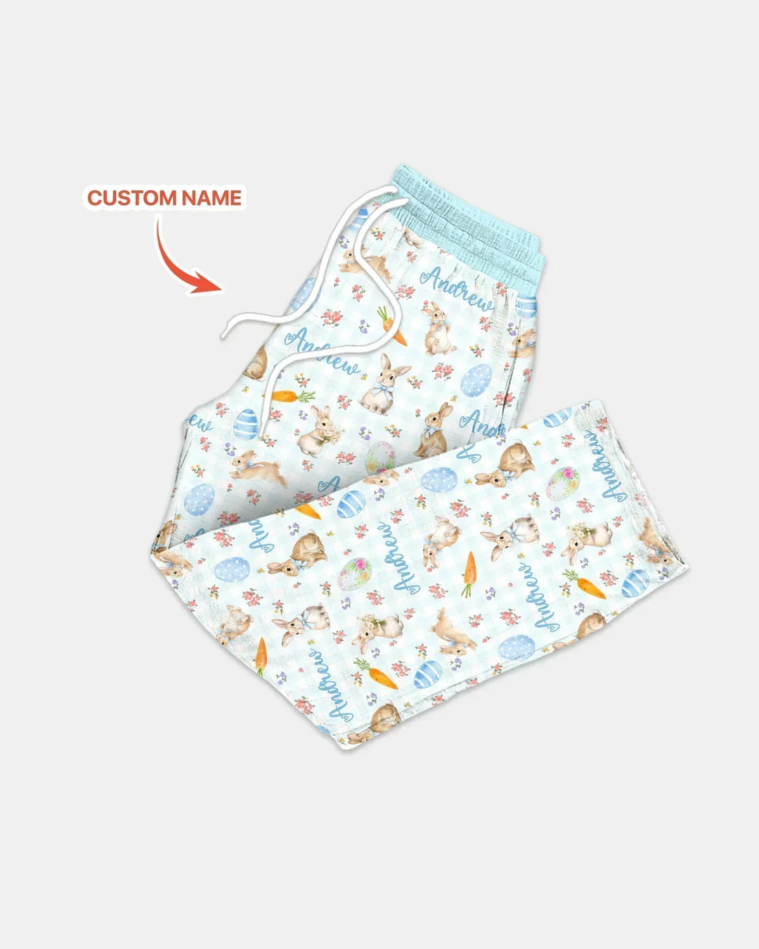 Custom Name Bunny Garden Bamboo Men's Pajama Set