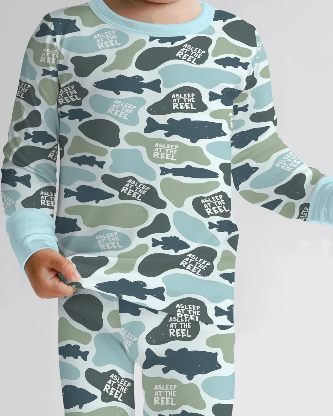 Asleep At The Reel Matching Daddy & Me Bamboo Two Piece Long Sleeve Pajama Set
