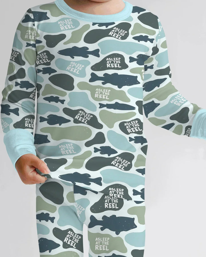 Asleep At The Reel Matching Daddy & Me Bamboo Two Piece Long Sleeve Pajama Set