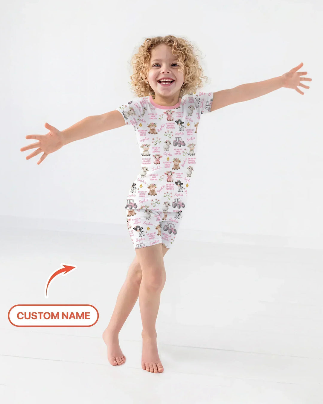 Custom Name God Says I Am Farm Animals Bamboo Two Piece Short Sleeve Shorts Pajama Set