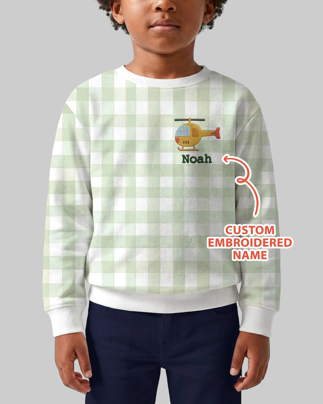 Personalized Embroidered Baby Boy Bamboo Crewneck Sweatshirt
