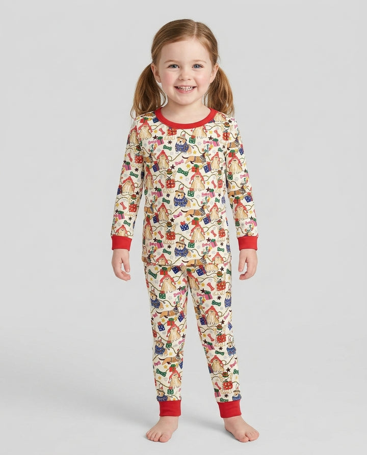 Jolly Christmas Pups Bamboo Two Piece Long Sleeve Pajama Set