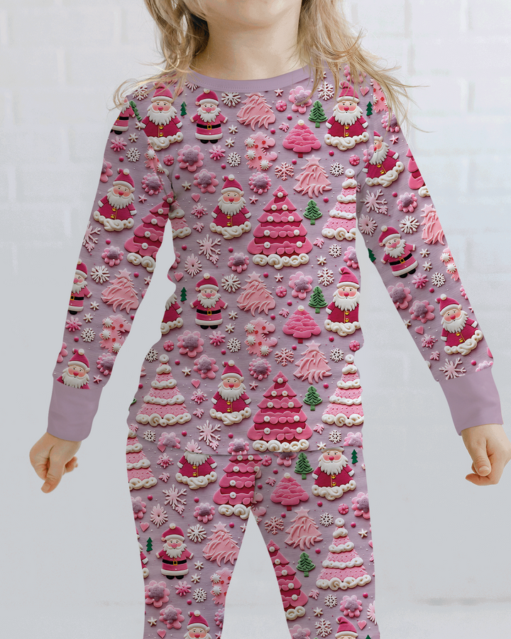 Pink Snowmen Bamboo Two Piece Long Sleeve Pajama Set