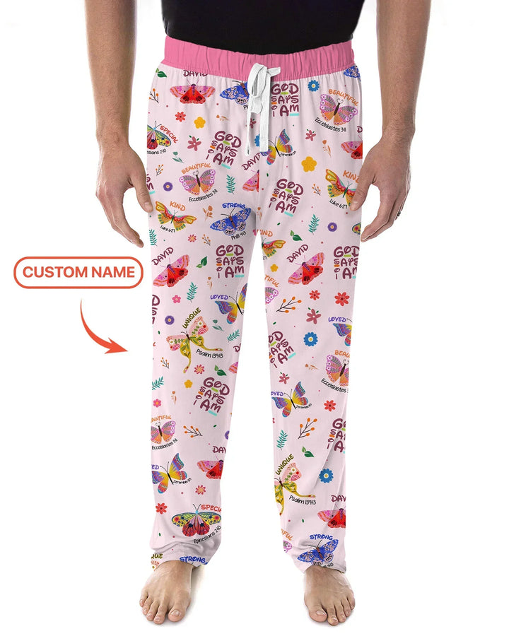 Custom Name God says I am Butterfly Bamboo Men's Pajama Set