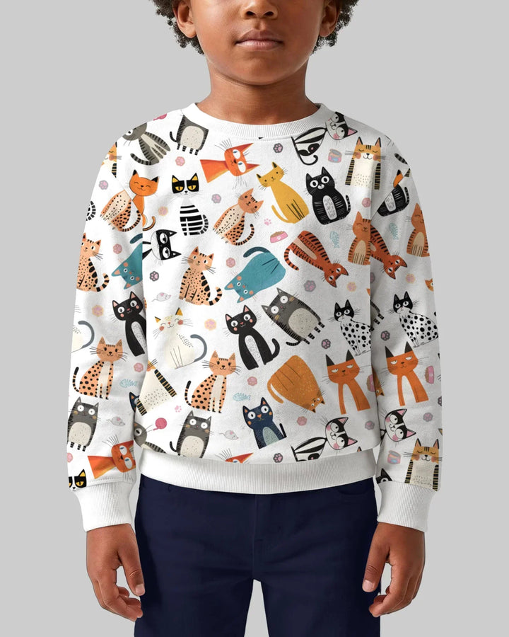 Goofy Mischief Cat Family Matching Bamboo Crewneck Sweatshirt