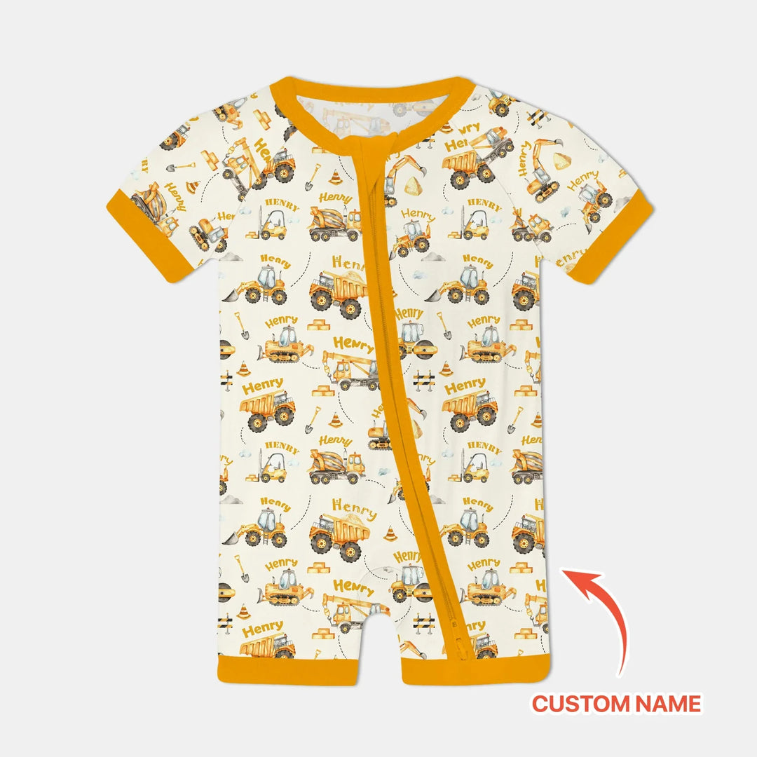 Constructions Machines Custom Name Bamboo Shorty Zippy