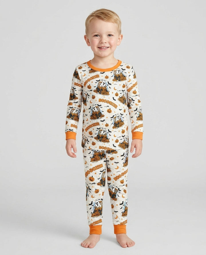 Boo-dozer Halloween Bamboo Two Piece Long Sleeve Pajama Set