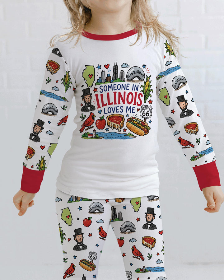 Someone in Illinois Loves Me Bamboo Two Piece Long Sleeve Pajama Set