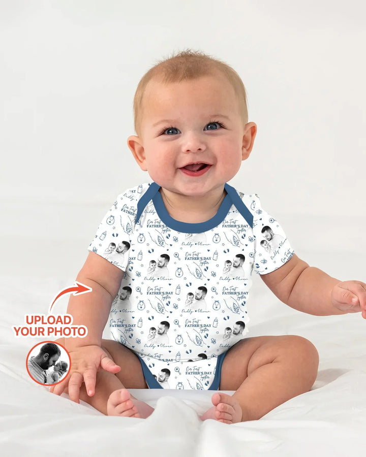 Custom Photo Our First Father's Day Together Bamboo Bodysuit