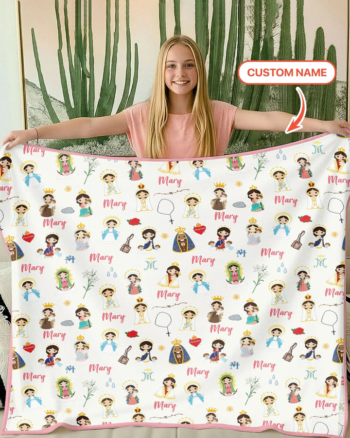 Custom Name Mother Mary Bamboo Blanket