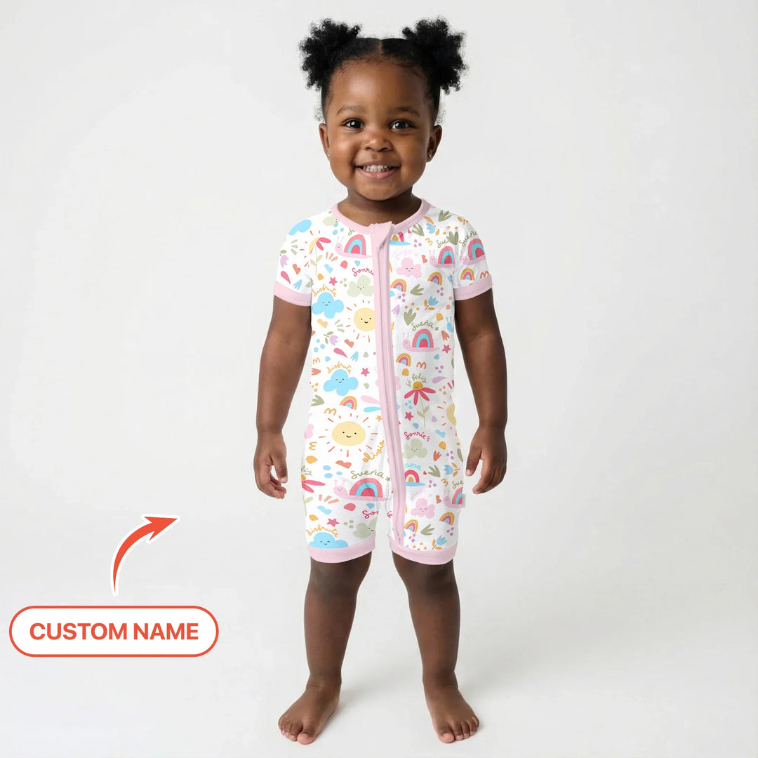 Custom Name Positive Spring Garden Bamboo Shorty Zippy