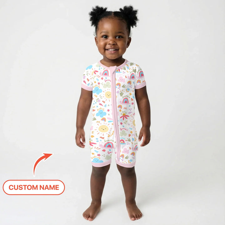 Custom Name Positive Spring Garden Bamboo Shorty Zippy