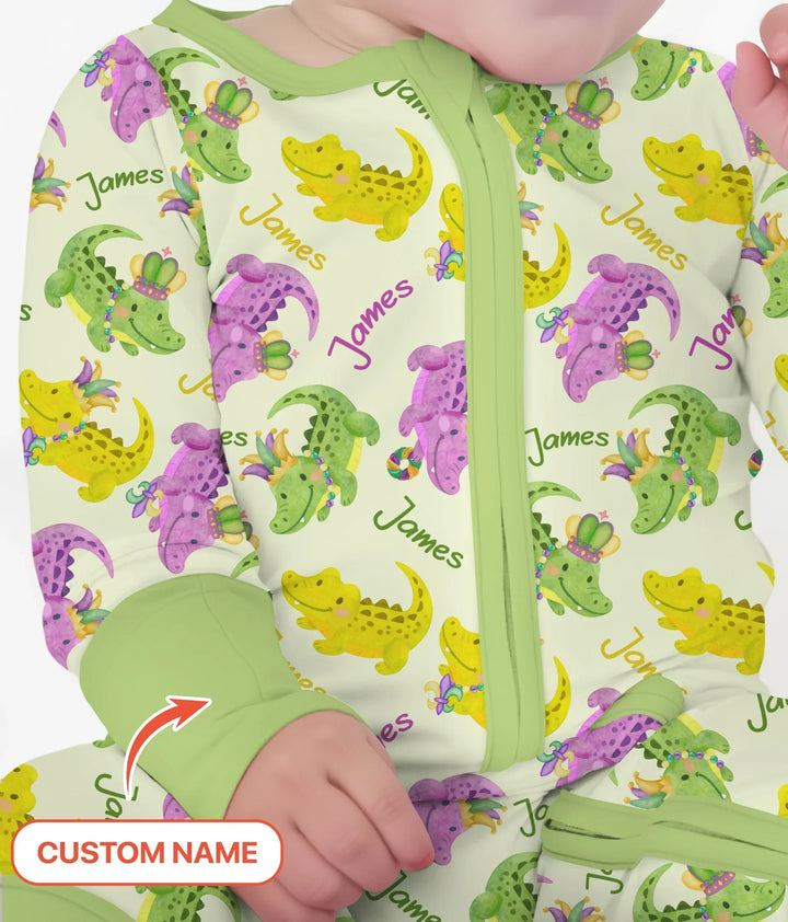 Custom Name Mardi Gras Alligator Bamboo Convertible Zippy
