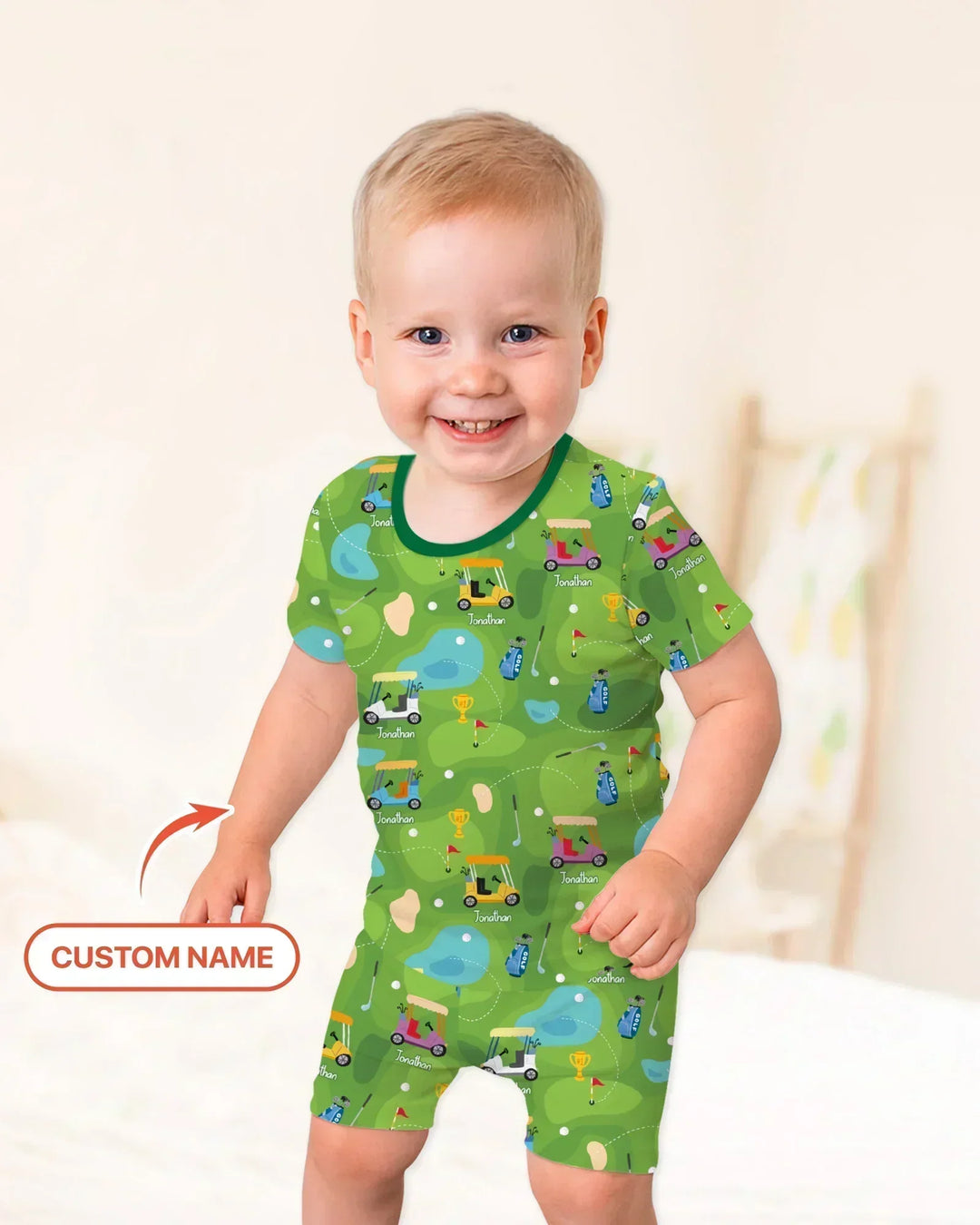 Custom Name Golf Season Family Matching Bamboo Two Piece Short Sleeve Shorts Pajama Set