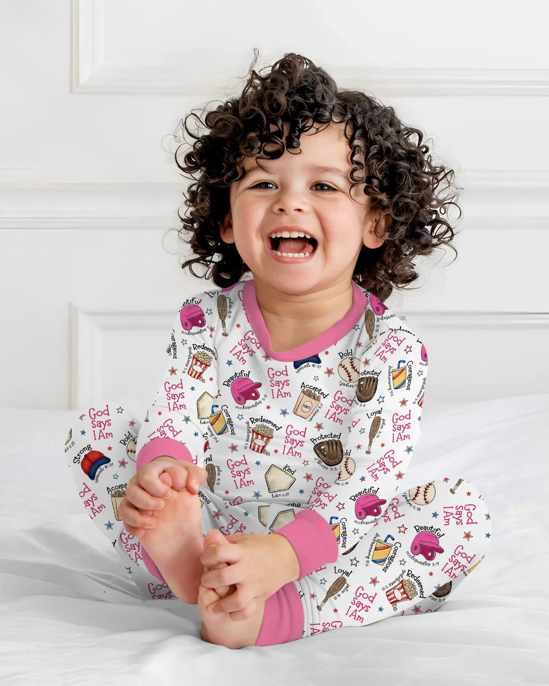 Christian Baseball Bamboo Two Piece Long Sleeve Pajama Set