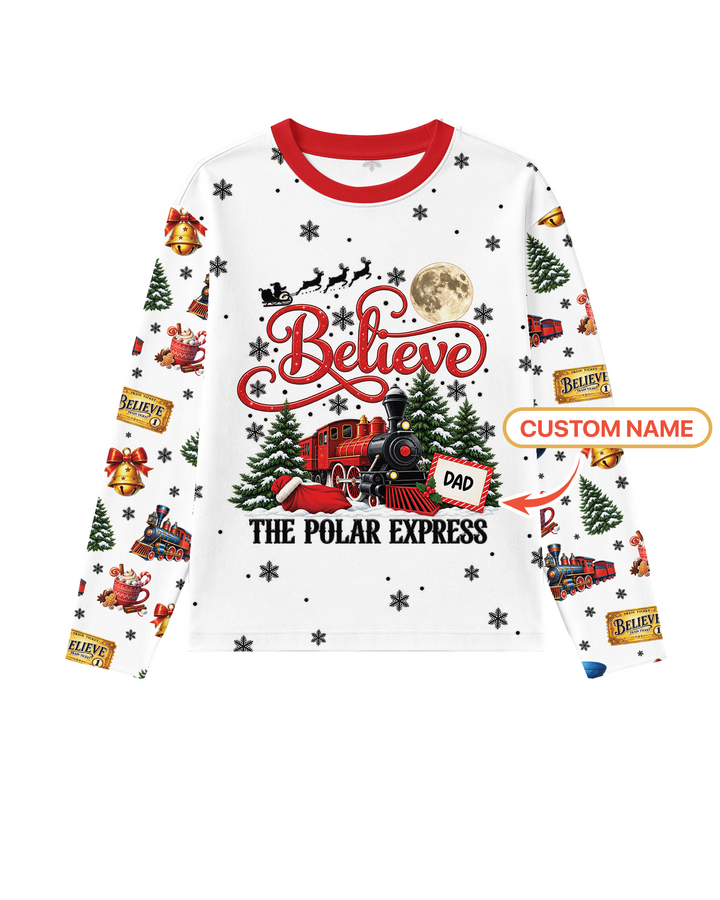 Custom Name Believe Polar Express Christmas Bamboo Men's Pajama Set