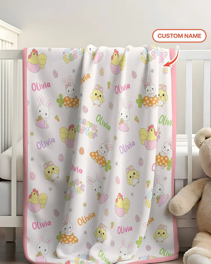 Custom name Happy Easter Bamboo Blanket