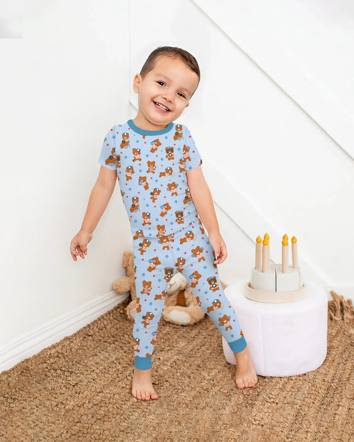 Born To Play Baseball Bamboo Two Piece Short Sleeve Pajama Set