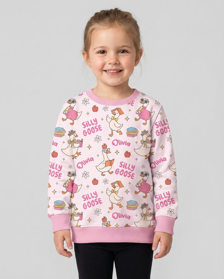 Custom Name Silly Goose Back to School Bamboo Crewneck Sweatshirt