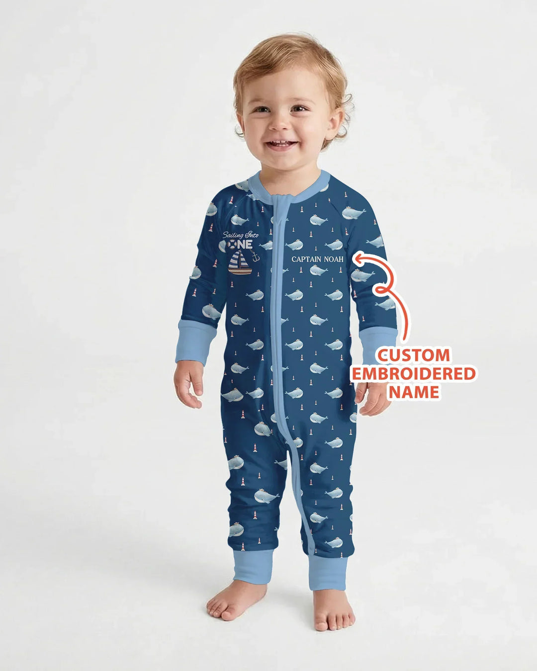 Custom Embroidered Name 1st Birthday Boy Bamboo Convertible Zippy