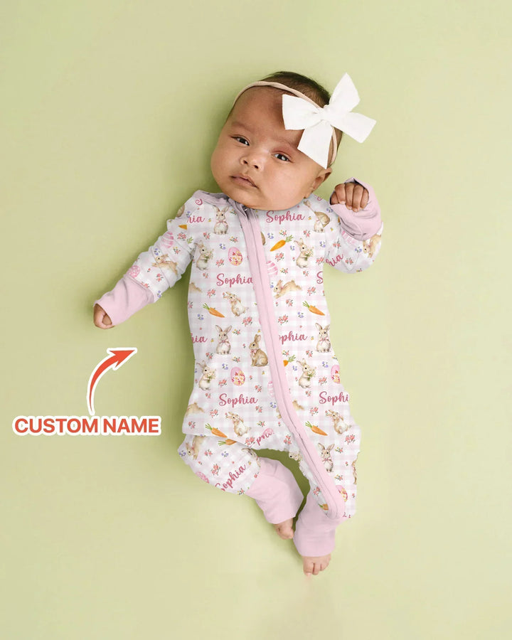 Custom Name Bunny Garden Bamboo Convertible Zippy