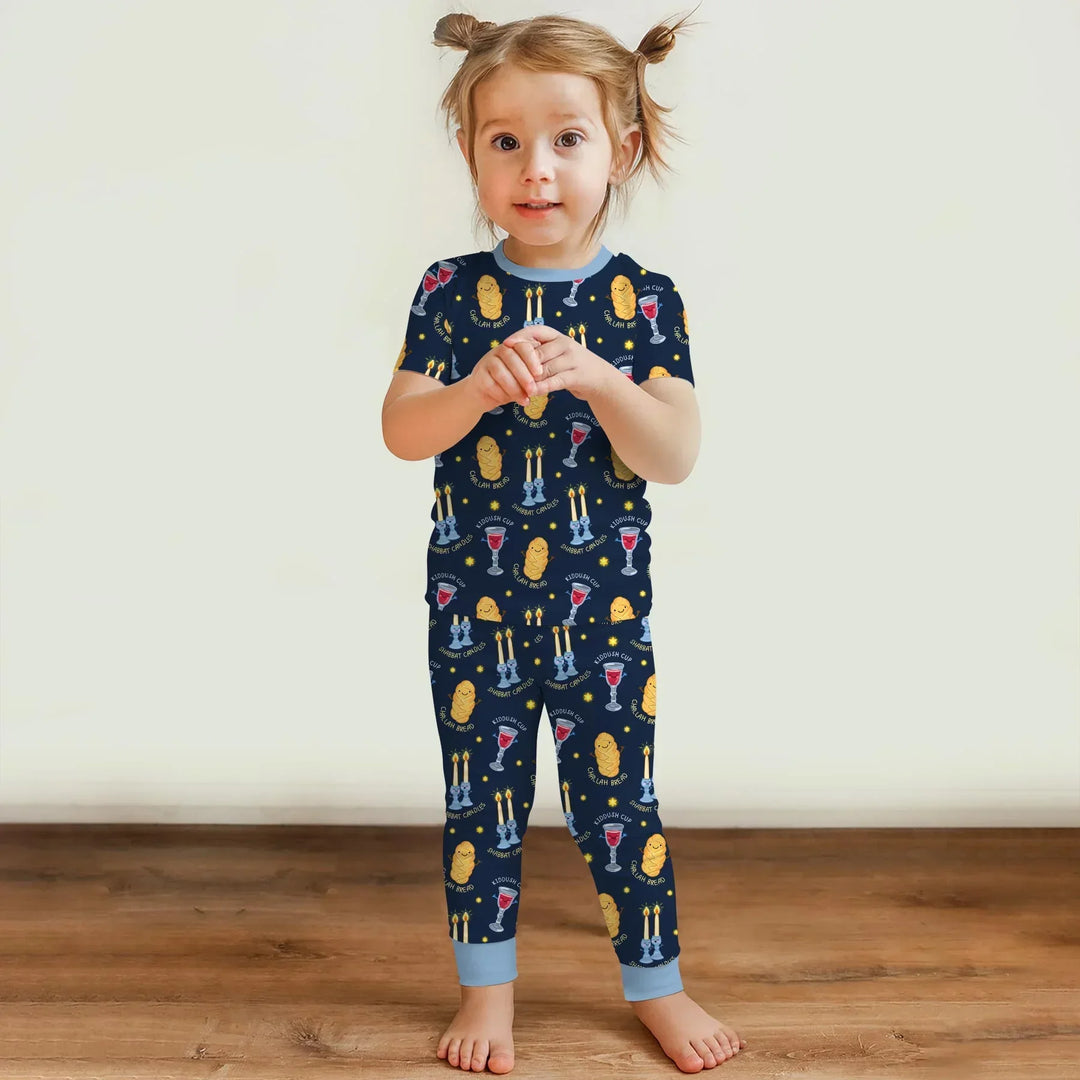 Shabbat Eve Bamboo Two Piece Short Sleeve Pajama Set