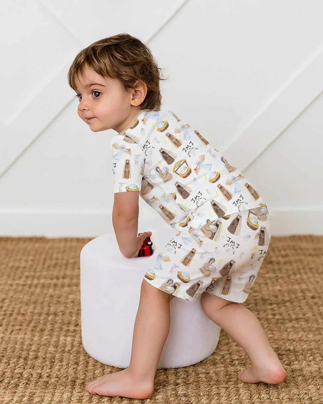 Holy Family Bamboo Two Piece Short Sleeve Shorts Pajama Set
