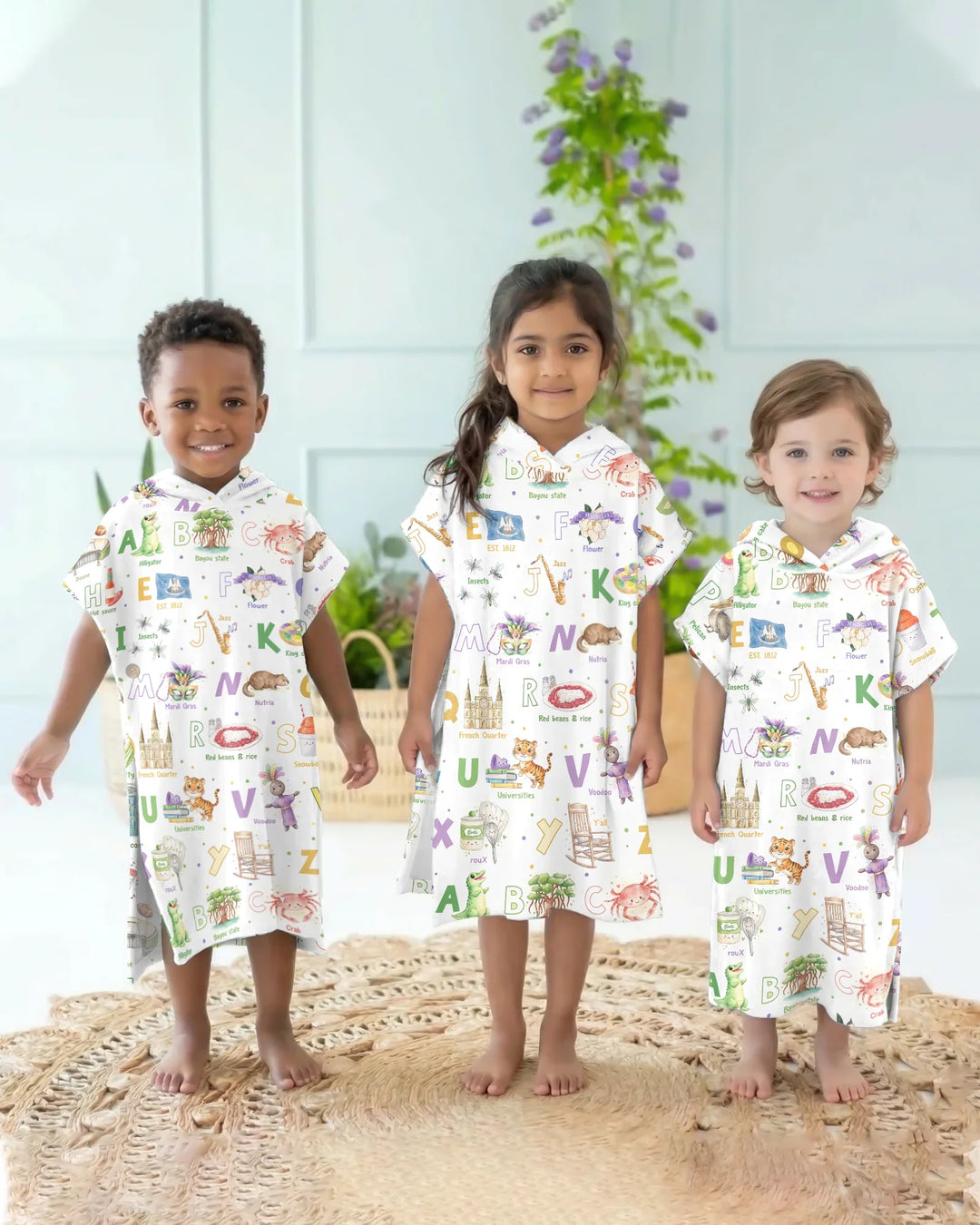 Alphabet of Lousiana Bamboo Swim Poncho