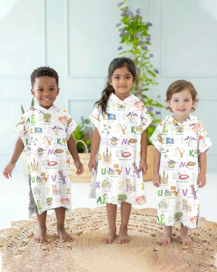 Alphabet of Lousiana Bamboo Swim Poncho