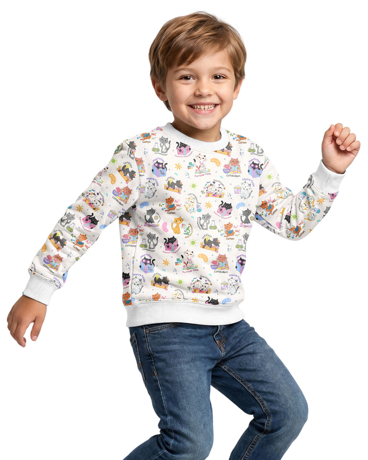 Funny Cat Love Scientist Bamboo Crewneck Sweatshirt
