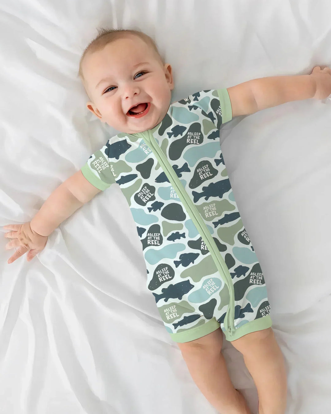 Asleep At The Reel Matching Daddy & Me Bamboo Shorty Zippy