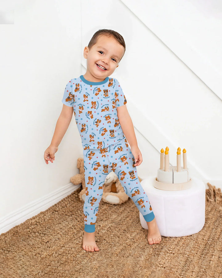 Born To Play Baseball Bamboo Two Piece Short Sleeve Pajama Set