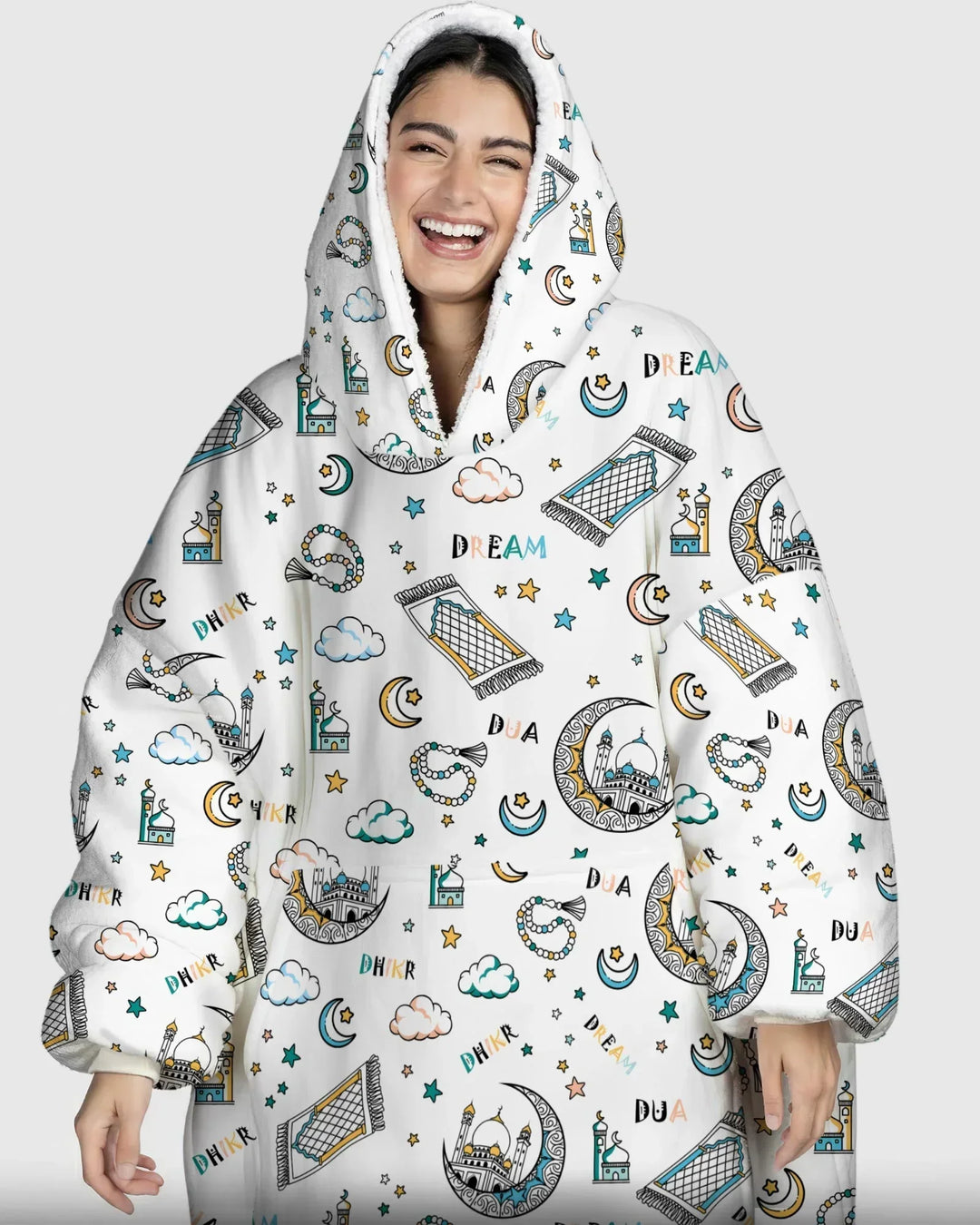 Dua, Dhikr, Dream Matching Family Wearable Bamboo Blanket Hoodie