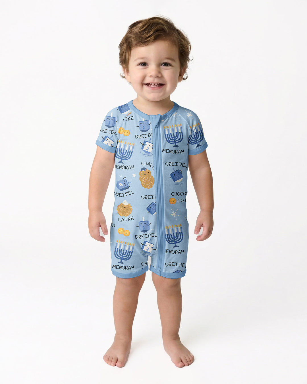Family Hanukkah Matching Bamboo Shorty Zippy