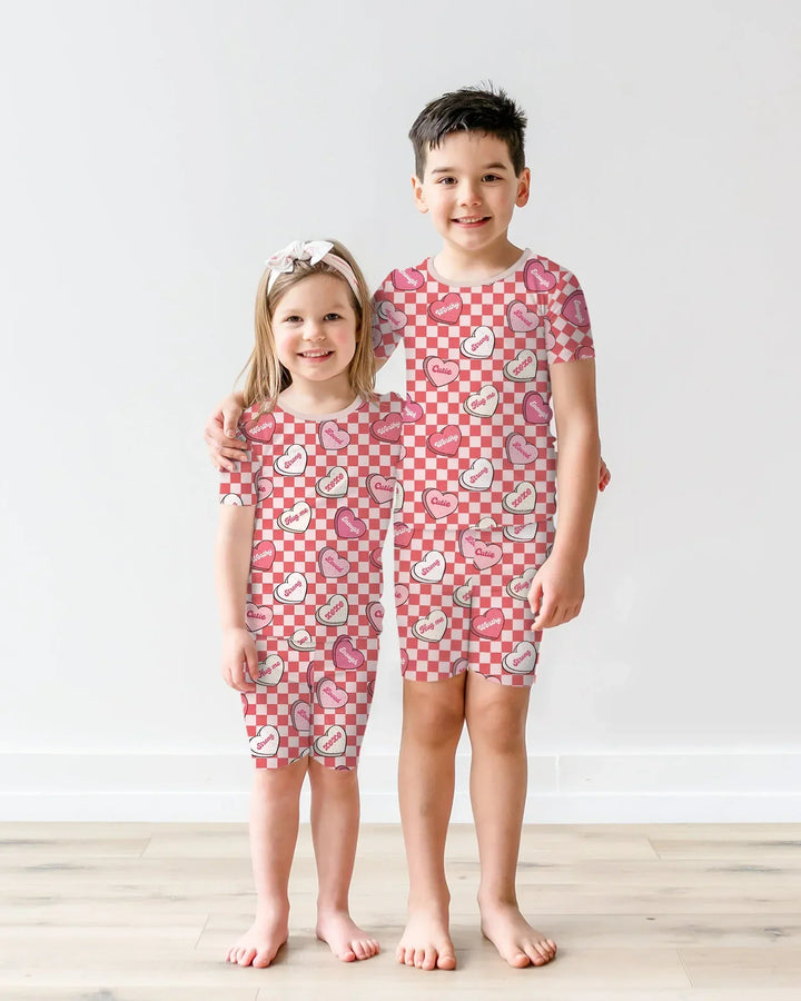 Valentine in Hearts Bamboo Two Piece Short Sleeve Shorts Pajama Set