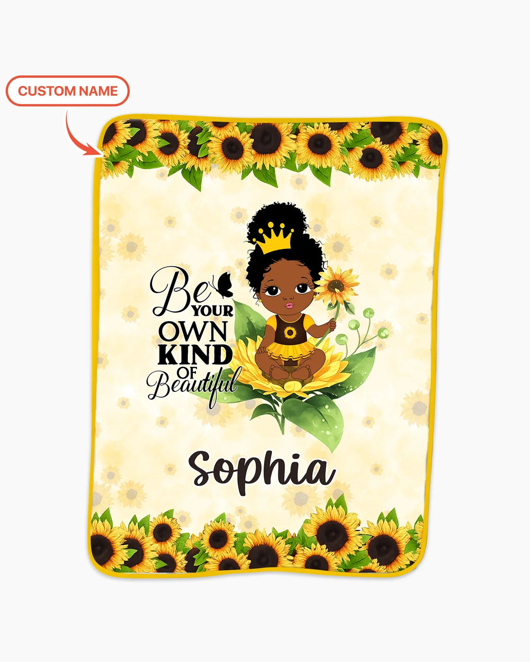 Custom Name Sunflower Queen Bamboo Blanket