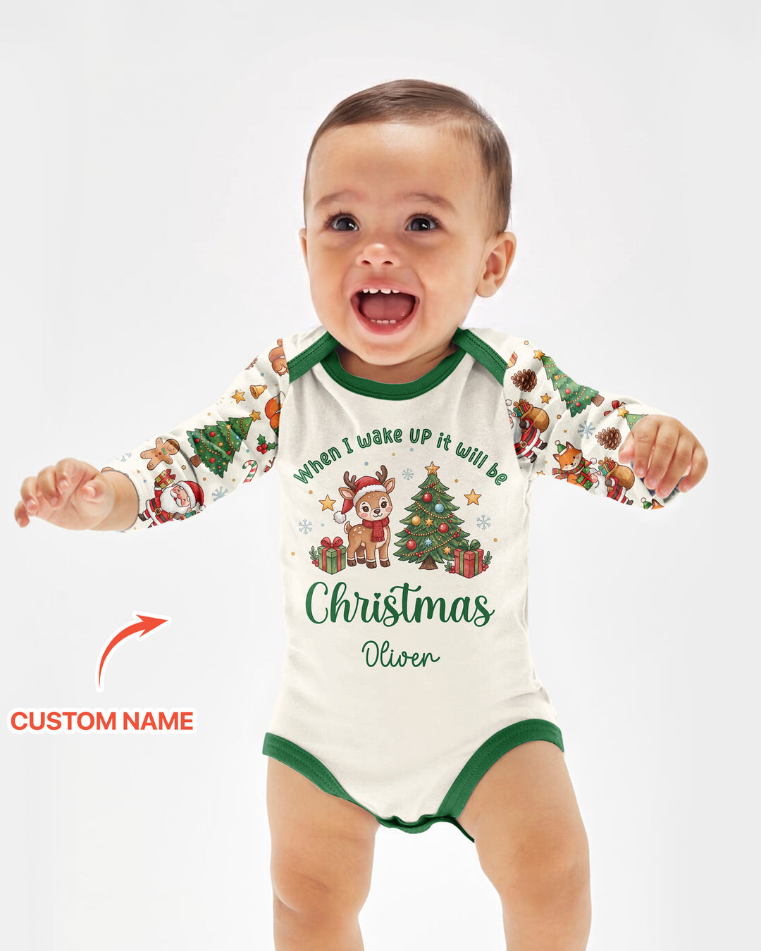 Custom Name When I Wake Up It's Will Be Christmas Bamboo Bodysuit