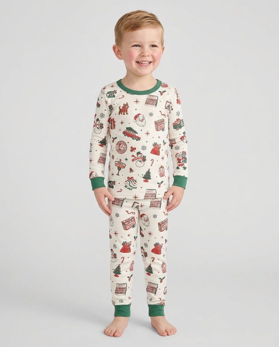 North Pole Retro Bamboo Two Piece Long Sleeve Pajama Set