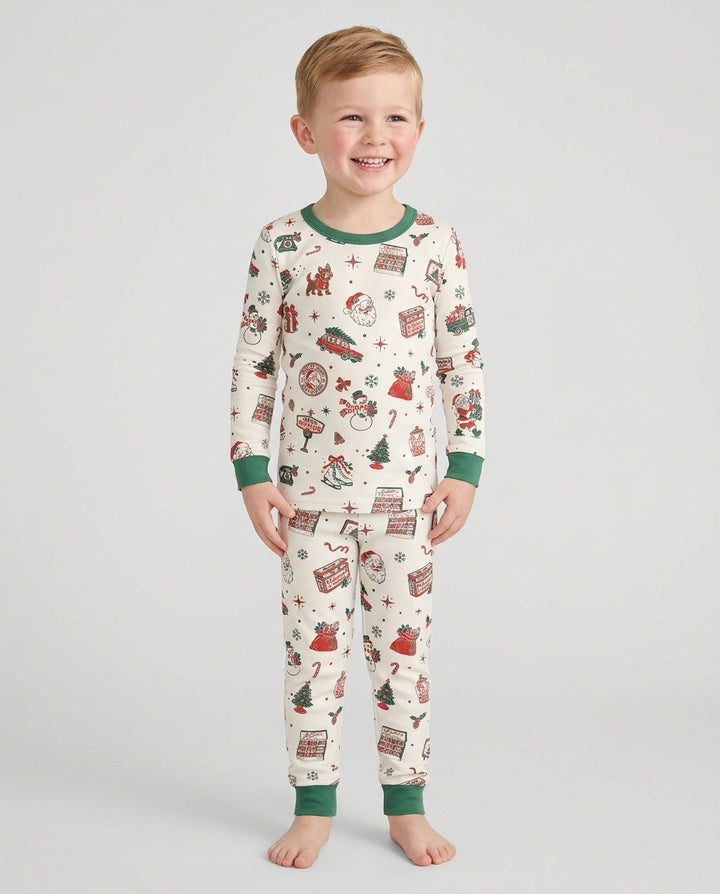 North Pole Retro Bamboo Two Piece Long Sleeve Pajama Set