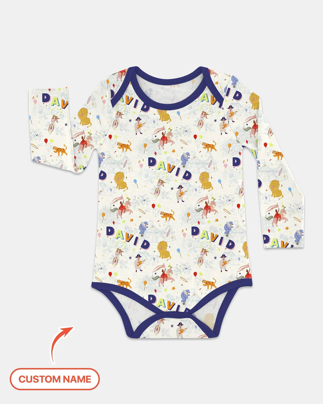 Custom Name Circus Toile Bamboo Bodysuit