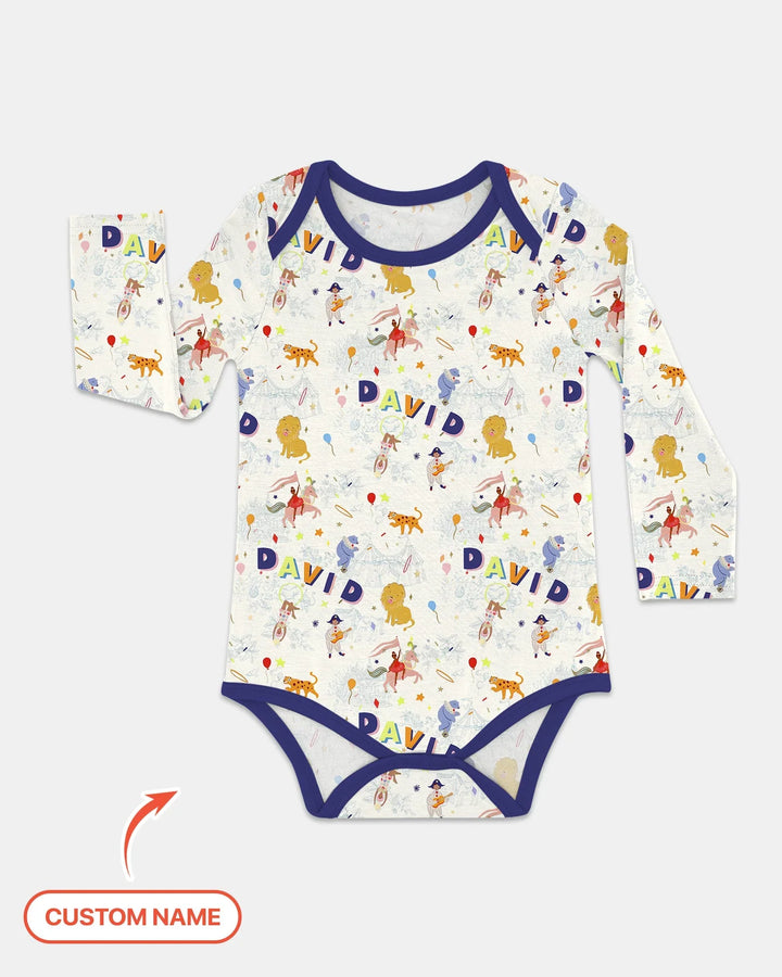 Custom Name Circus Toile Bamboo Bodysuit