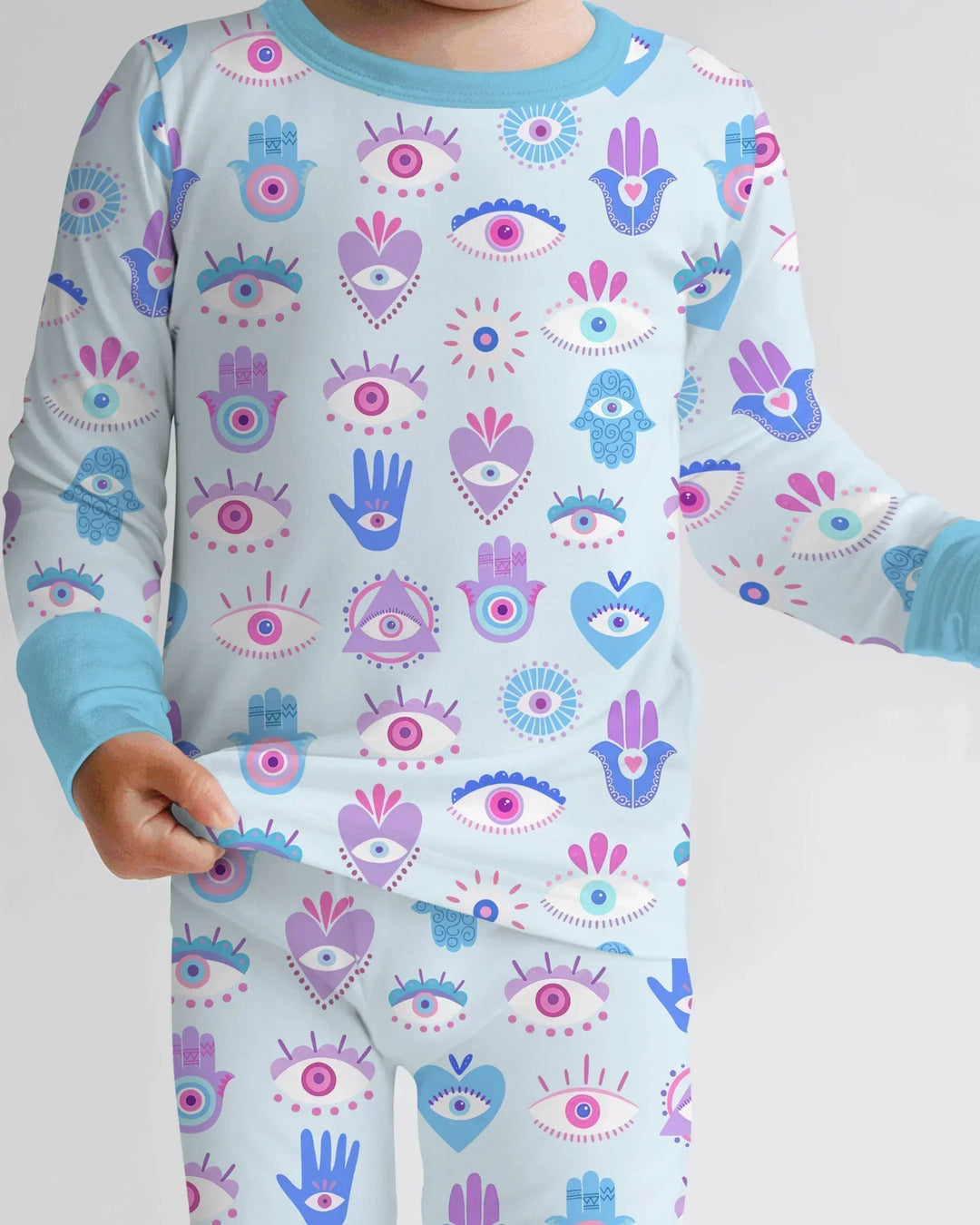 Hamsa Heart Guardians Family Matching Bamboo Two Piece Long Sleeve Pajama Set