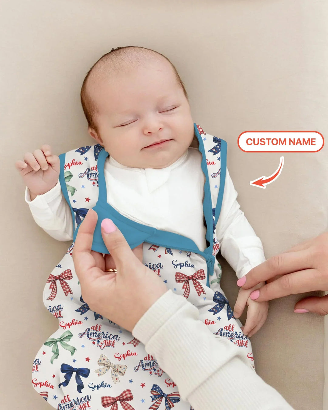 Custom Name All American Girl Bamboo Sleep Bag