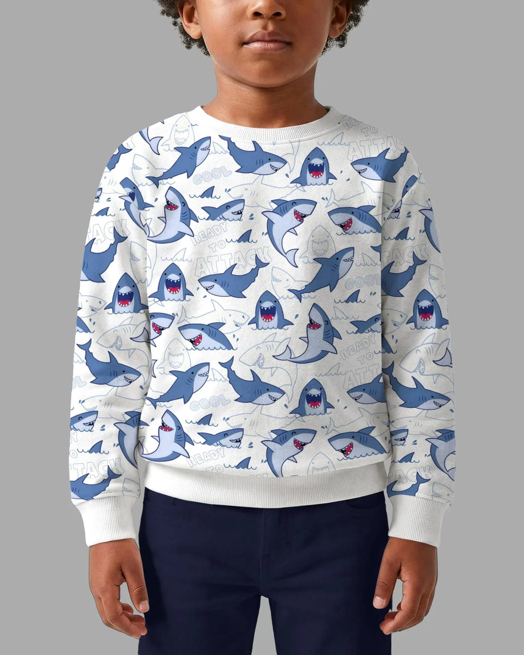 Big Sharks Attack Bamboo Crewneck Sweatshirt