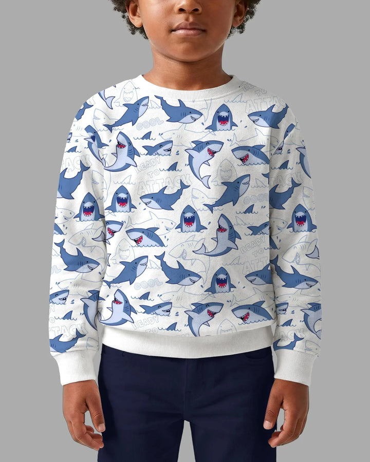 Big Sharks Attack Bamboo Crewneck Sweatshirt