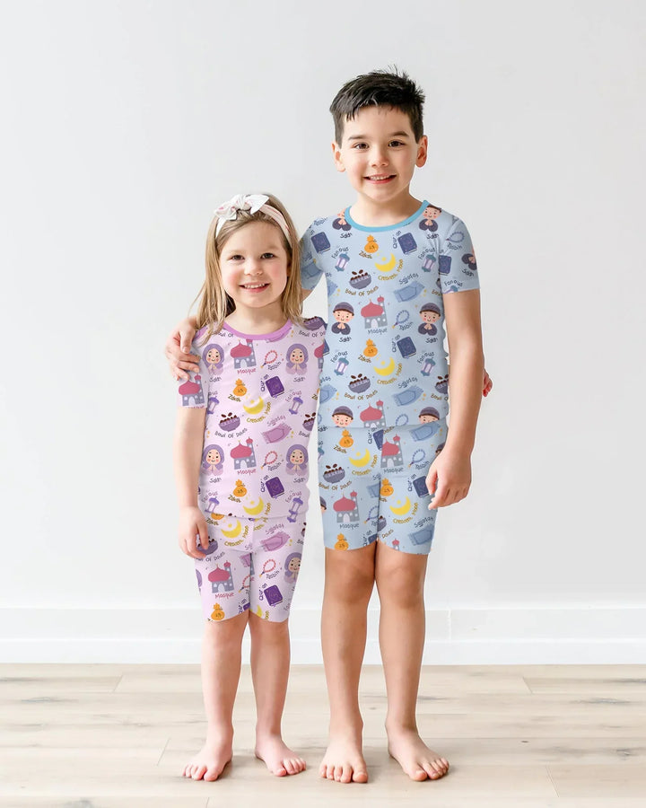 Happy Ramadhan Bamboo Two Piece Short Sleeve Shorts Pajama Set