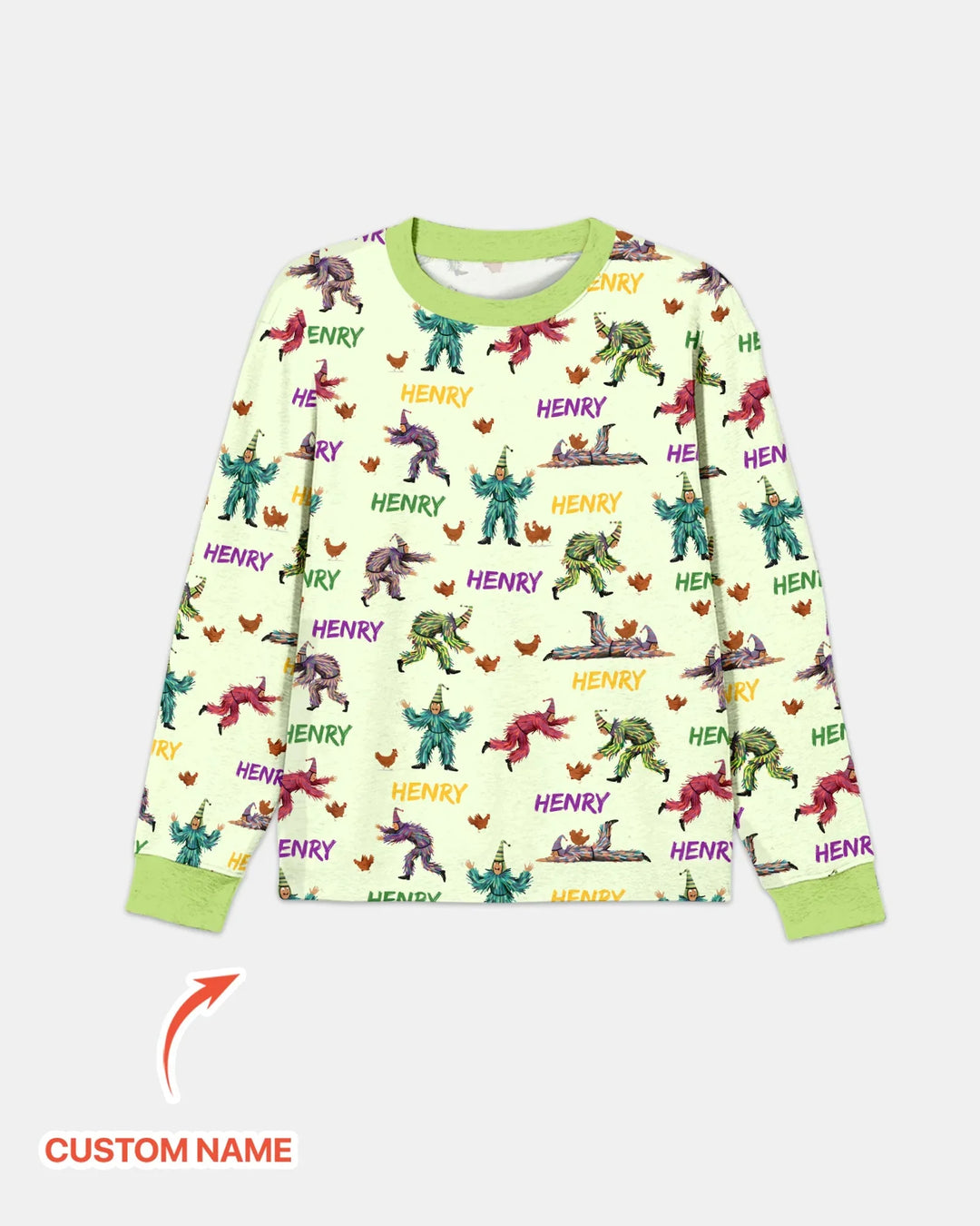 Custom Name Mardi Gras Chicken Chase Family Matching Bamboo Men's Pajama Set