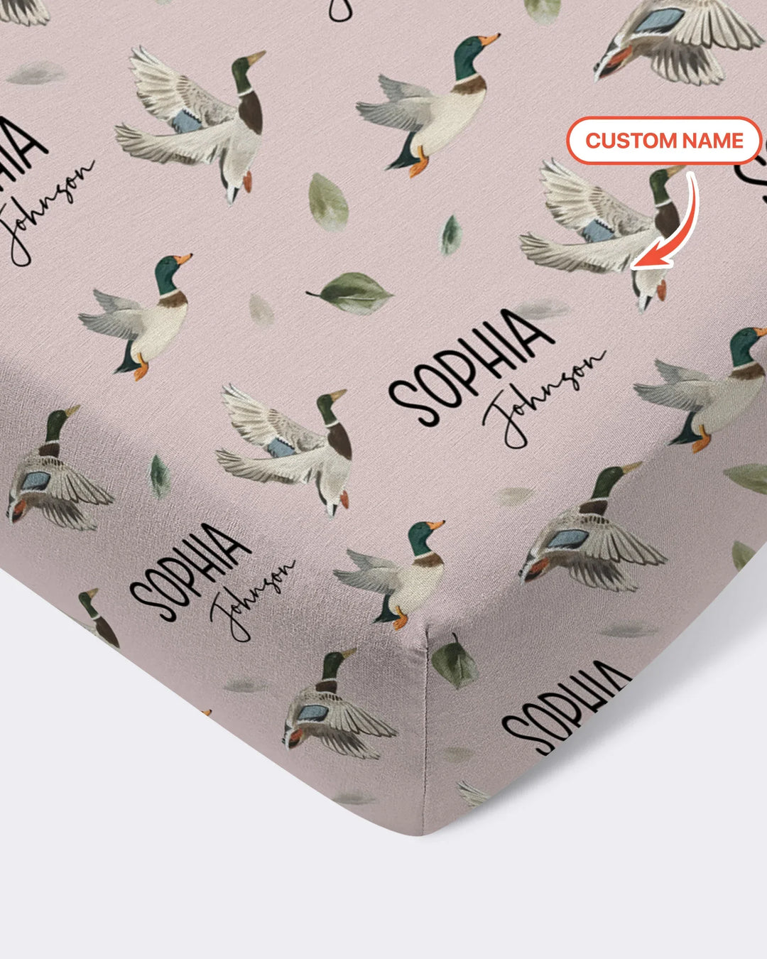Custom Name Mallard Duck Bamboo Fitted Crib Sheet