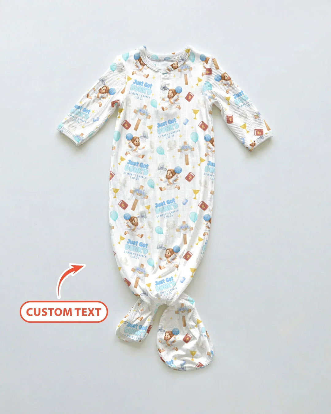 Custom Name Baptism Just Got Dunk'd Bamboo Knot Gown