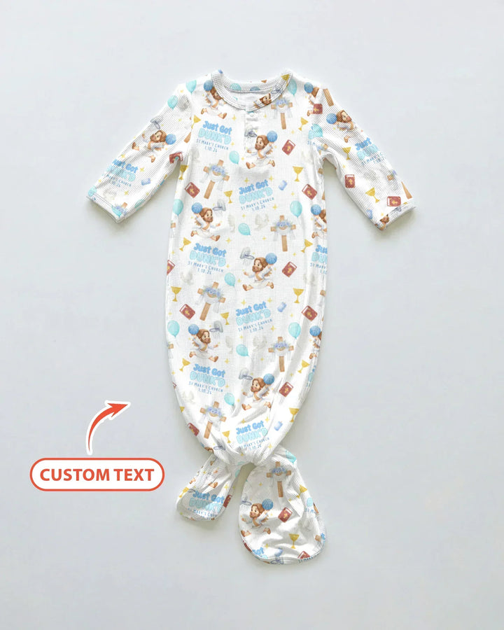 Custom Name Baptism Just Got Dunk'd Bamboo Knot Gown
